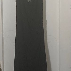 LAUREN BY RALPH LAUREN Long sleeveless stripe tulle gown